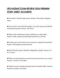 UPS HAZMAT EXAM REVIEW 2026 PREMIUM STUDY SHEET ACCURATE
