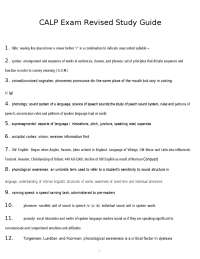 CALP Exam Revised Study Guide
