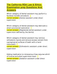 The California RDA Law & Ethics Examination prep Questions And Answers