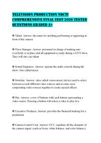 TELEVISION PRODUCTION NOCTI COMPREHENSIVE FINAL TEST 2026 TESTED QUESTIONS GRADED A+