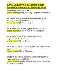 SANS Security's Foundation Exam Actual Questions and Answers 2026