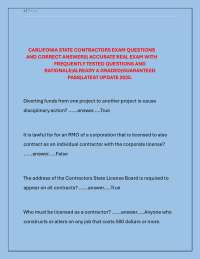 CARLIFONIA STATE CONTRACTORS EXAM QUESTIONS AND CORRECT ANSWERS