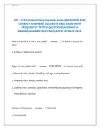 CIP - C120 Underwriting Essentials Exam QUESTIONS AND CORRECT ANSWERS