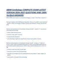 ABIM Cardiology COMPLETE EXAM LATEST VERSION 2026-2027 QUESTIONS AND 100% Verified ANSWERS