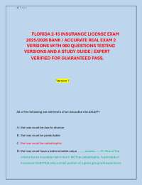FLORIDA 2-15 INSURANCE LICENSE EXAM 2025/2026 BANK / ACCURATE REAL EXAM