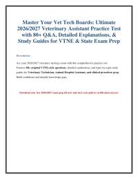 2026/2027 Veterinary Technician Exam Practice Questions & Study Guide