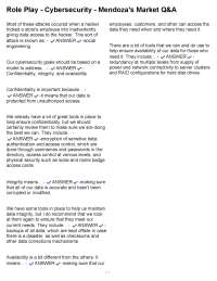 Role Play - Cybersecurity - Mendoza's Market Q&A
