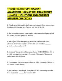 THE ULTIMATE TCPP HAZMAT AWARENESS HAZMAT OPS EXAM SCRIPT 2026 FULL SOLUTIONS AND CORRECT