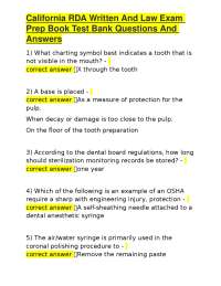 California RDA Written And Law Exam Prep Book Test Bank Questions And Answers