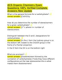 ACS Organic Chemistry Exam Questions 100% Verified Complete Answers New Update