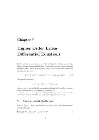 Higher Order Linear Differential Equations