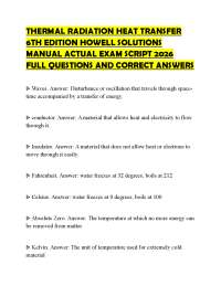 THERMAL RADIATION HEAT TRANSFER 6TH EDITION HOWELL SOLUTIONS MANUAL ACTUAL EXAM SCRIPT 202