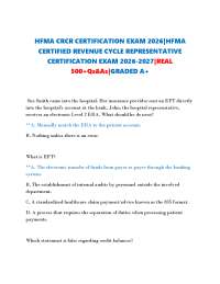 HFMA CRCR CERTIFICATION EXAM 2026-2027|REAL 500+Qs&As|GRADED A+
