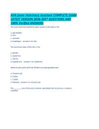 AVA Exam Veterinary Assistant COMPLETE EXAM LATEST VERSION 2026-2027 QUESTIONS AND 100% Ve