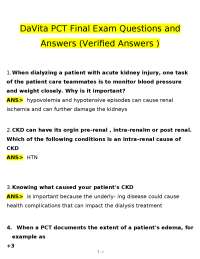 DaVita PCT Final Exam Questions & Answers (Verified) | Dialysis Review 2026
