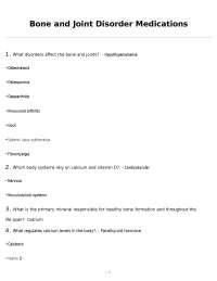 Bone and Joint Disorder Medications