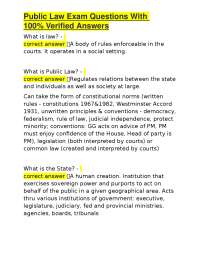Public Law Exam Questions With 100% Verified Answers