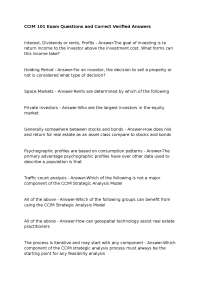 CCIM 101 Exam Questions and Correct Verified Answers