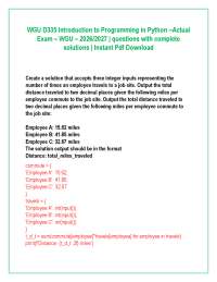 WGU D335 Introduction to Programming in Python –Actual Exam – WGU – 2026/2027 | questions
