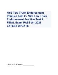 NYS Tow Truck Endorsement Practice Test 2 / NYS Tow Truck Endorsement Practice Test 2 FINA