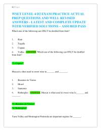 WSET LEVEL 4 D2 EXAM PRACTICE ACTUAL PREP QUESTIONS AND WELL REVISED ANSWERS - LATEST AN