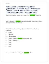 WSET LEVEL 2 EXAM ACTUAL PREP QUESTIONS AND WELL REVISED ANSWERS - LATEST AND COMPLETE U