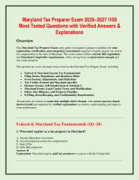 Maryland Tax Preparer Exam 2026–2027 \100 Most-Tested Questions with Verified Answers &