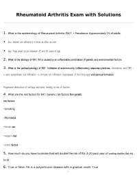 Rheumatoid Arthritis Exam with Solutions