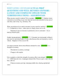 WSET LEVEL 4 D2 EXAM ACTUAL PREP QUESTIONS AND WELL REVISED ANSWERS - LATEST AND COMPLET