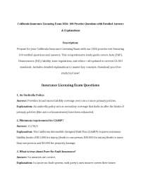 California Insurance Licensing Exam 2026: 100 Practice Questions with Detailed Answers & E