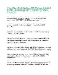 WGU D102 FINANCIAL ACCOUNTING UNIT 2 ANSD 4 EXAM 53 QUESTIONS WITH VERIFIED ANSWERS
