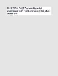 2025 WGU D027 Course Material – 200+ Verified Questions & Correct Answers | Complete PA &