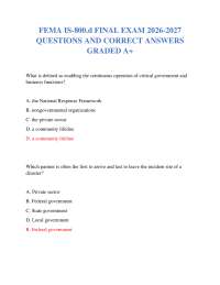 FEMA IS-800.d FINAL EXAM 2026-2027 QUESTIONS AND CORRECT ANSWERS GRADED A+