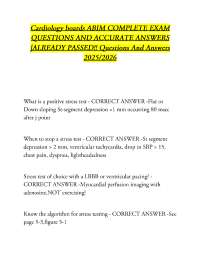 Cardiology boards ABIM COMPLETE EXAM QUESTIONS AND ACCURATE ANSWERS |ALREADY PASSED!! Ques