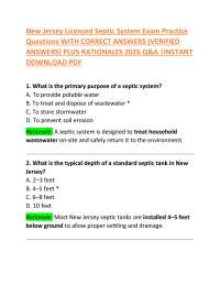 New Jersey Licensed Septic System Exam Practice Questions with Correct Answers