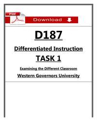 D187 Task 1 Passed (2026) | WGU Differentiated Instruction