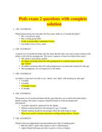 Peds exam 2 questions with complete solution