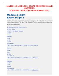 MATH 110 MODULE 4 EXAM QUESTIONS AND ANSWERS- PORTAGE LEARNING latest update 2024