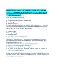 AD Banker Property & Casualty COMPLETE EXAM LATEST VERSION 2026-2027 QUESTIONS AND 100% Ve