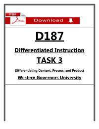 WGU D187 Task 3 Passed (2026) | Differentiated Instruction Content, Process & Product