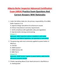 Alberta Boiler Inspector Advanced Certification Exam (ABSA) Exam Questions And Answers