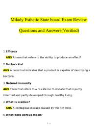 Milady Esthetic State Board Exam Review Q&A (Verified) | PDF