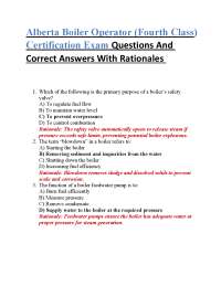 Alberta Boiler Operator (Fourth Class) Certification Exam Questions And Correct Answers