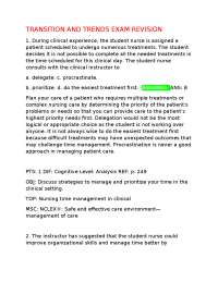 TRANSITION AND TRENDS EXAM REVISION