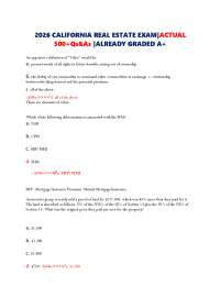 2026 CALIFORNIA REAL ESTATE EXAM|ACTUAL 500+Qs&As |ALREADY GRADED A+