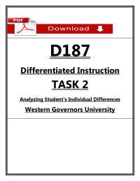 WGU D187 Task 2 Passed (2026) | Differentiated Instruction – Analyzing Student Differences