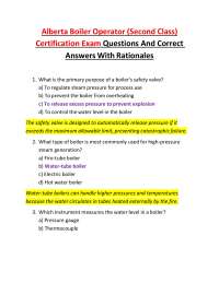 Alberta Boiler Operator (Second Class) Certification Exam Questions And Correct Answers