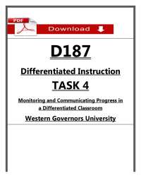WGU D187 Task 4 Passed | Monitoring & Communicating Progress
