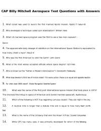 CAP Billy Mitchell Aerospace Test Questions with Answers