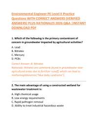 Environmental Engineer PE Level II Exam Practice Questions with Correct Answers